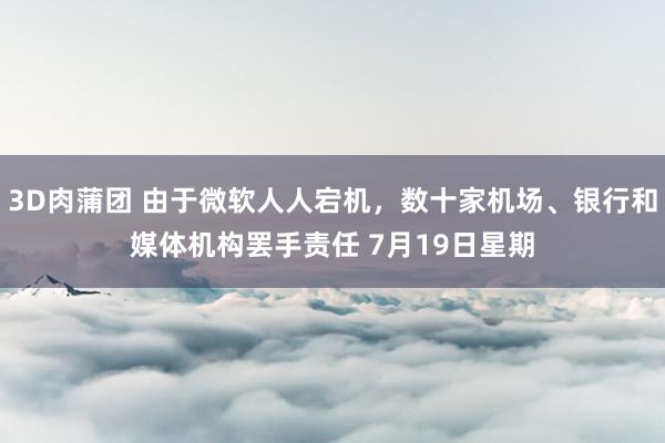 3D肉蒲团 由于微软人人宕机，数十家机场、银行和媒体机构罢手责任 7月19日星期