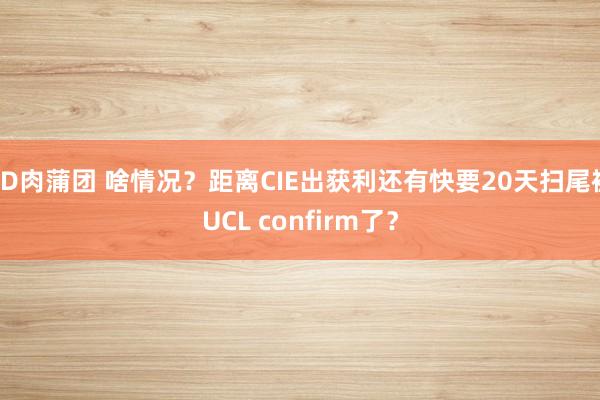 3D肉蒲团 啥情况？距离CIE出获利还有快要20天扫尾被UCL confirm了？