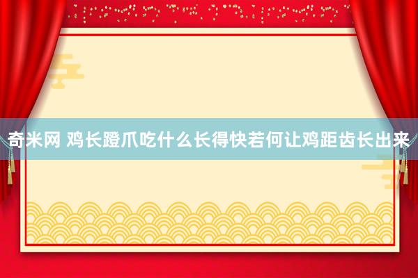 奇米网 鸡长蹬爪吃什么长得快若何让鸡距齿长出来