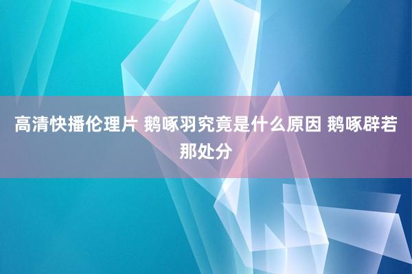 高清快播伦理片 鹅啄羽究竟是什么原因 鹅啄辟若那处分