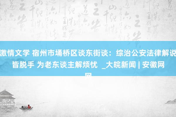 激情文学 宿州市埇桥区谈东街谈：综治公安法律解说皆脱手 为老东谈主解烦忧  _大皖新闻 | 安徽网