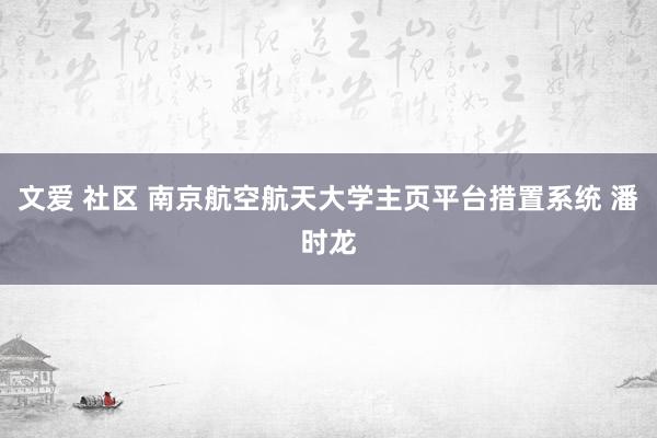 文爱 社区 南京航空航天大学主页平台措置系统 潘时龙